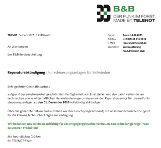 Reparaturabkuendigung Reparaturabkuendigung